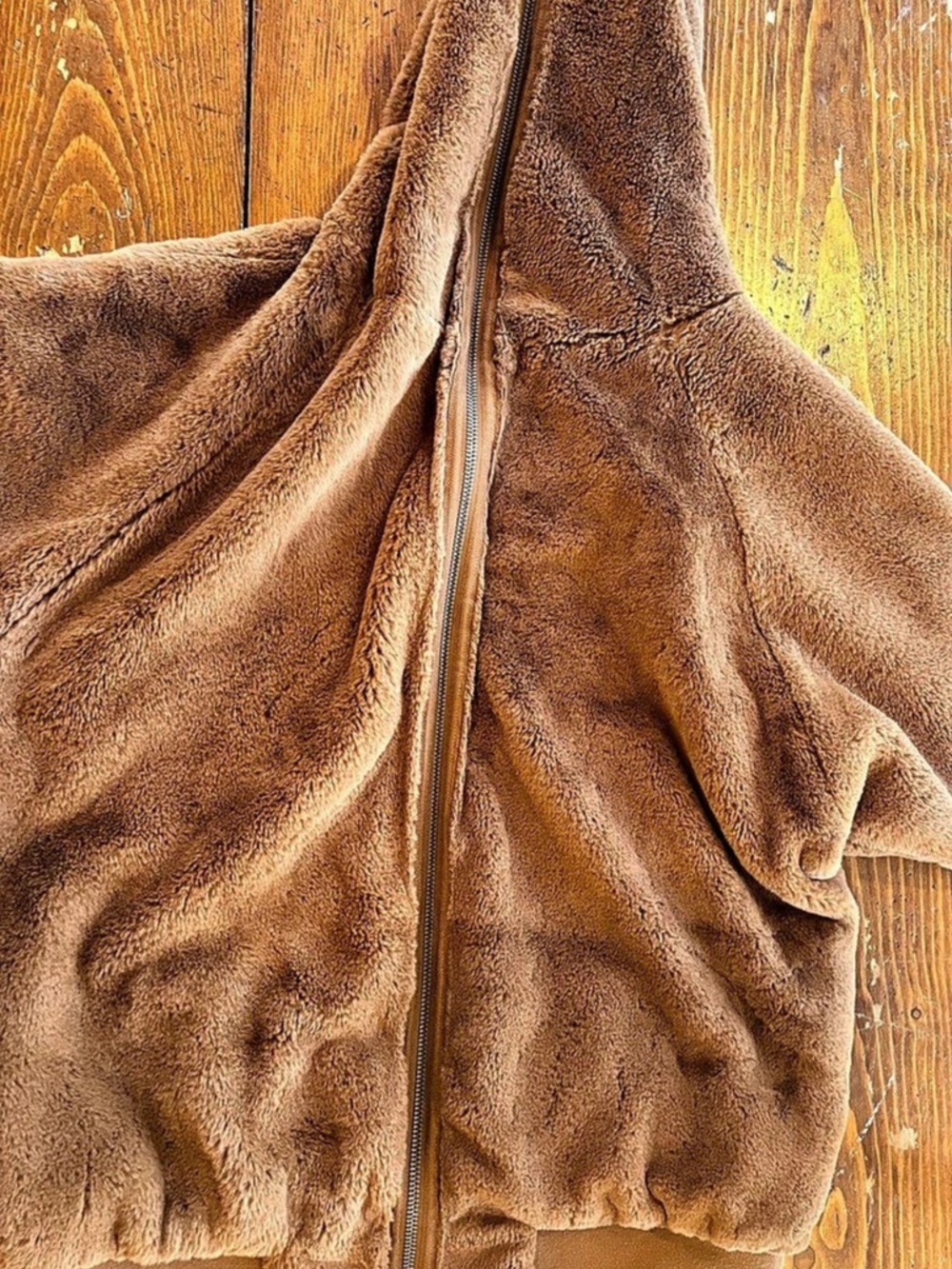 Free People Louder Please Hooded Faux Fur Jacket Brown Small - Picture 4 of 10